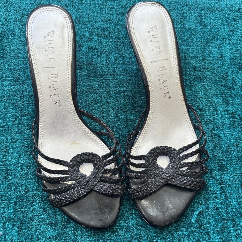 White House Black Market Braided Black Sandals